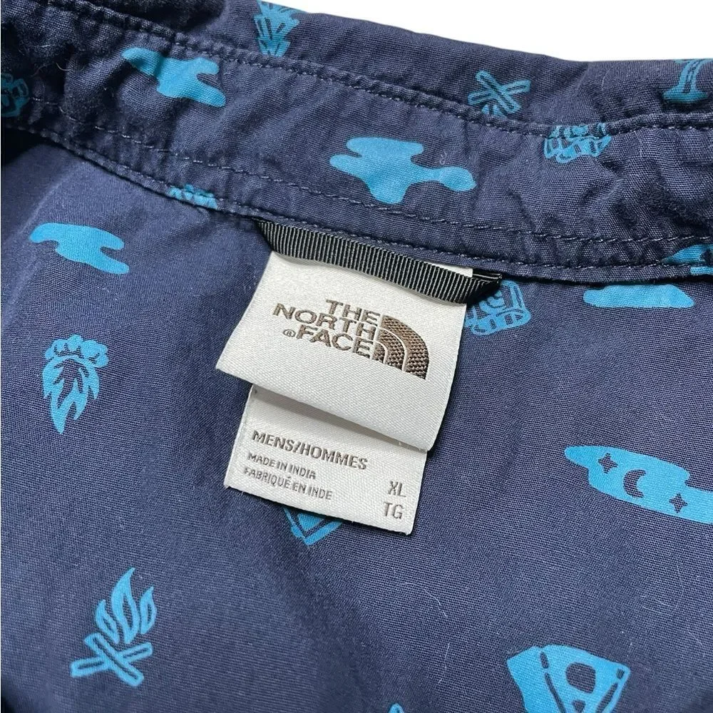 THE NORTH FACE Baytrail Pattern Short Sleeve Button Down Shirt Blue Size XL
